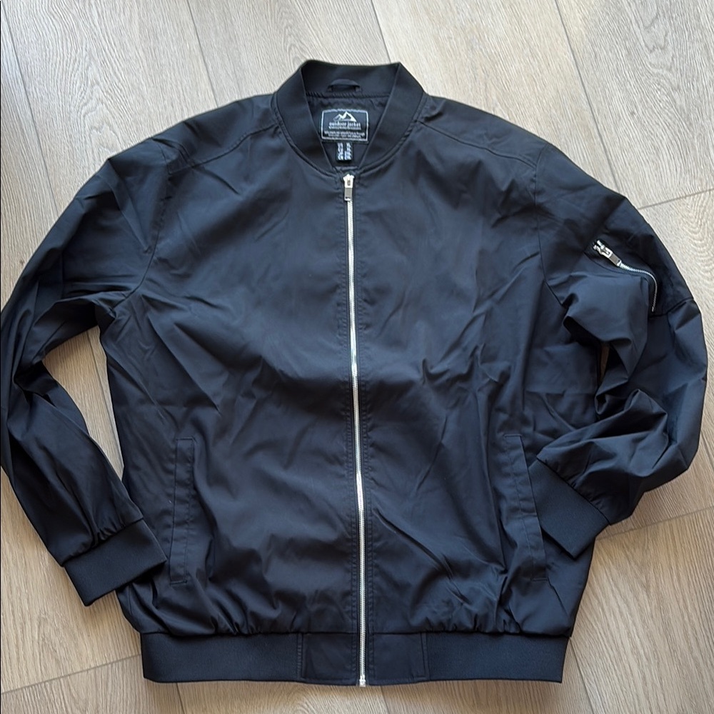 NWOT Classic Black Bomber Jacket